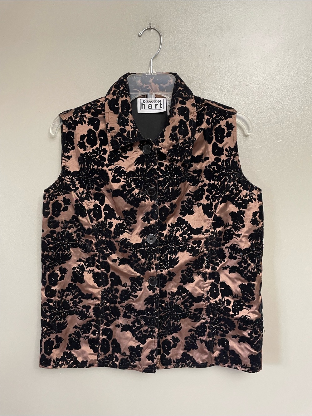 Keren Hart medium flocked velvet bronze Vintage sleeveless button whimsigoth